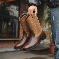 Botas Vaqueras Hombre Altas con Costura de Flama - Caqui