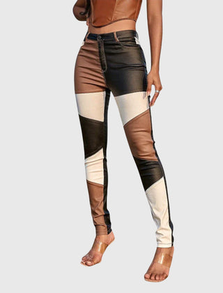 Selena | Pantalón Tubo de Bloques de Color para Mujer