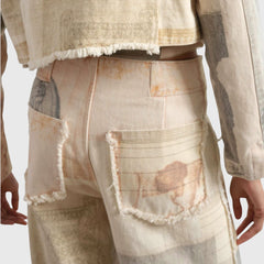 Itzia | Jeans de Pierna Ancha y Tiro Alto con Bajo sin Dobladillo
