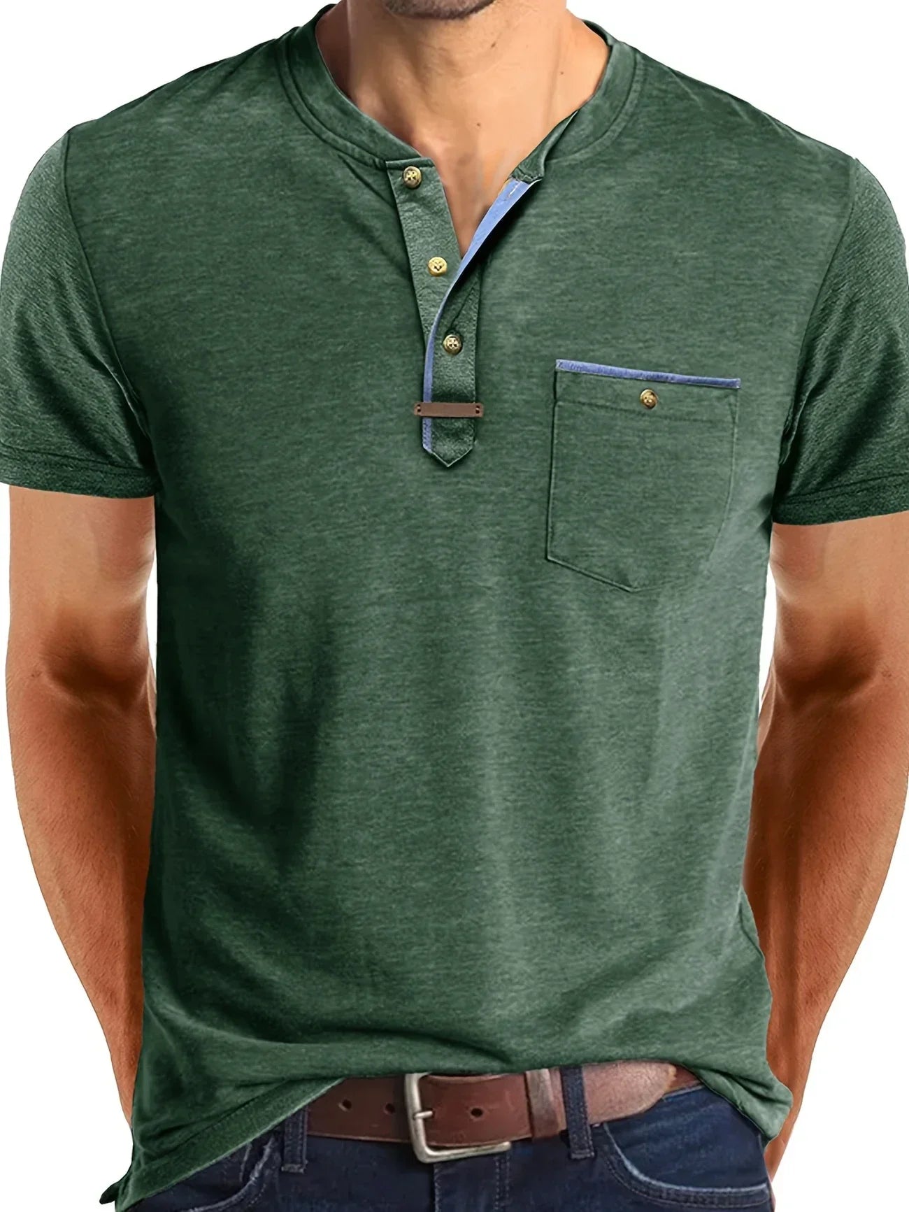 Pedro | Camiseta de cuello redondo elegante con bolsillo