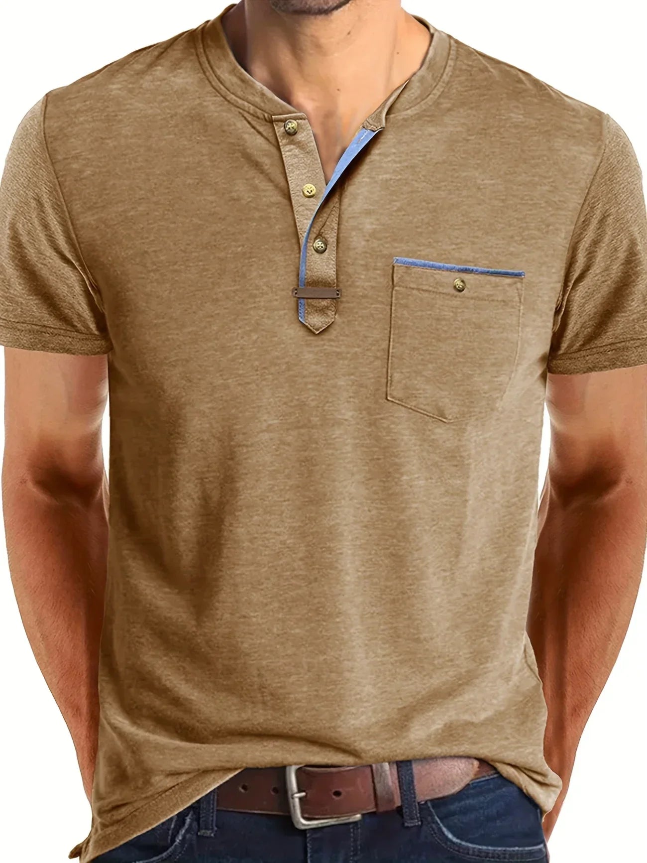 Pedro | Camiseta de cuello redondo elegante con bolsillo