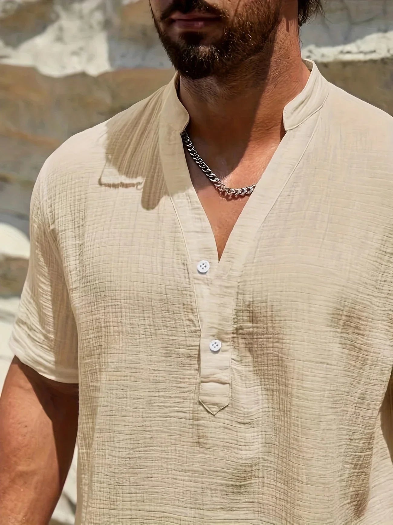 David | Camisa de verano elegante con cuello alto