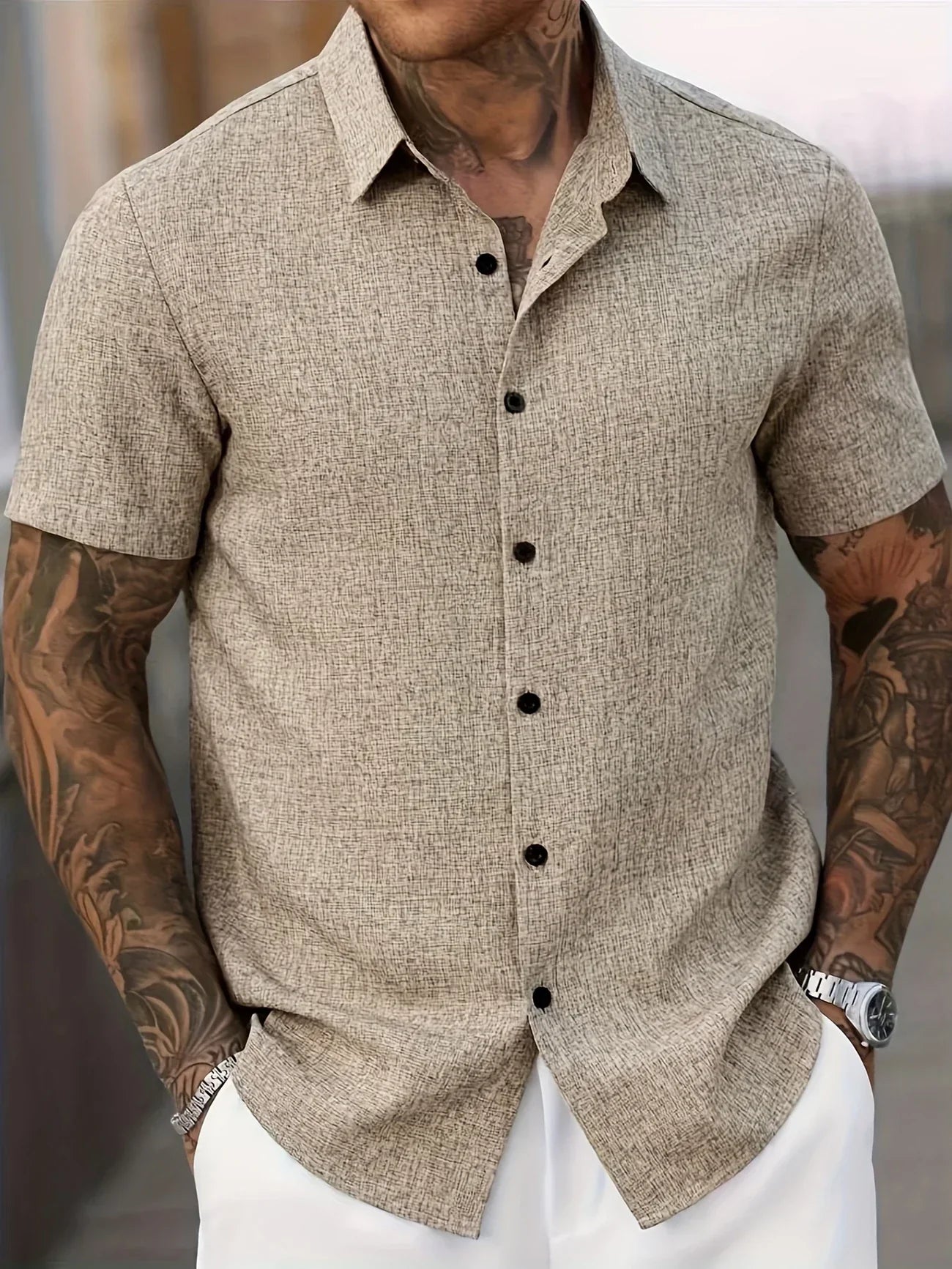 José | Camisa ligera de manga corta en mezcla de lino