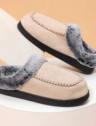 Pantuflas Hombre Forradas con Pelo Sintético - Caqui