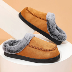 Pantuflas Hombre Forradas con Pelo Sintético - Café