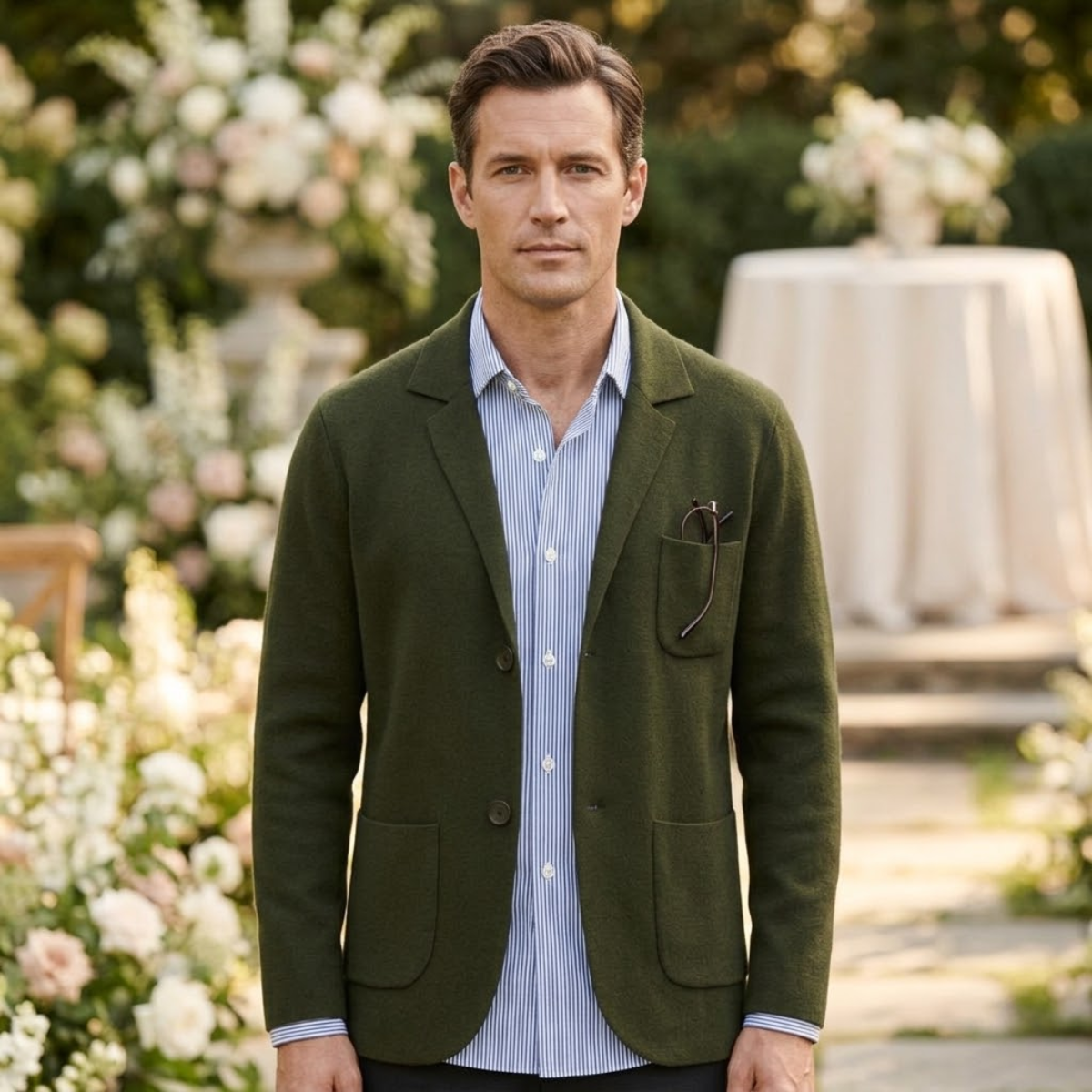Blazer hombre de algodón casual - Verde militar