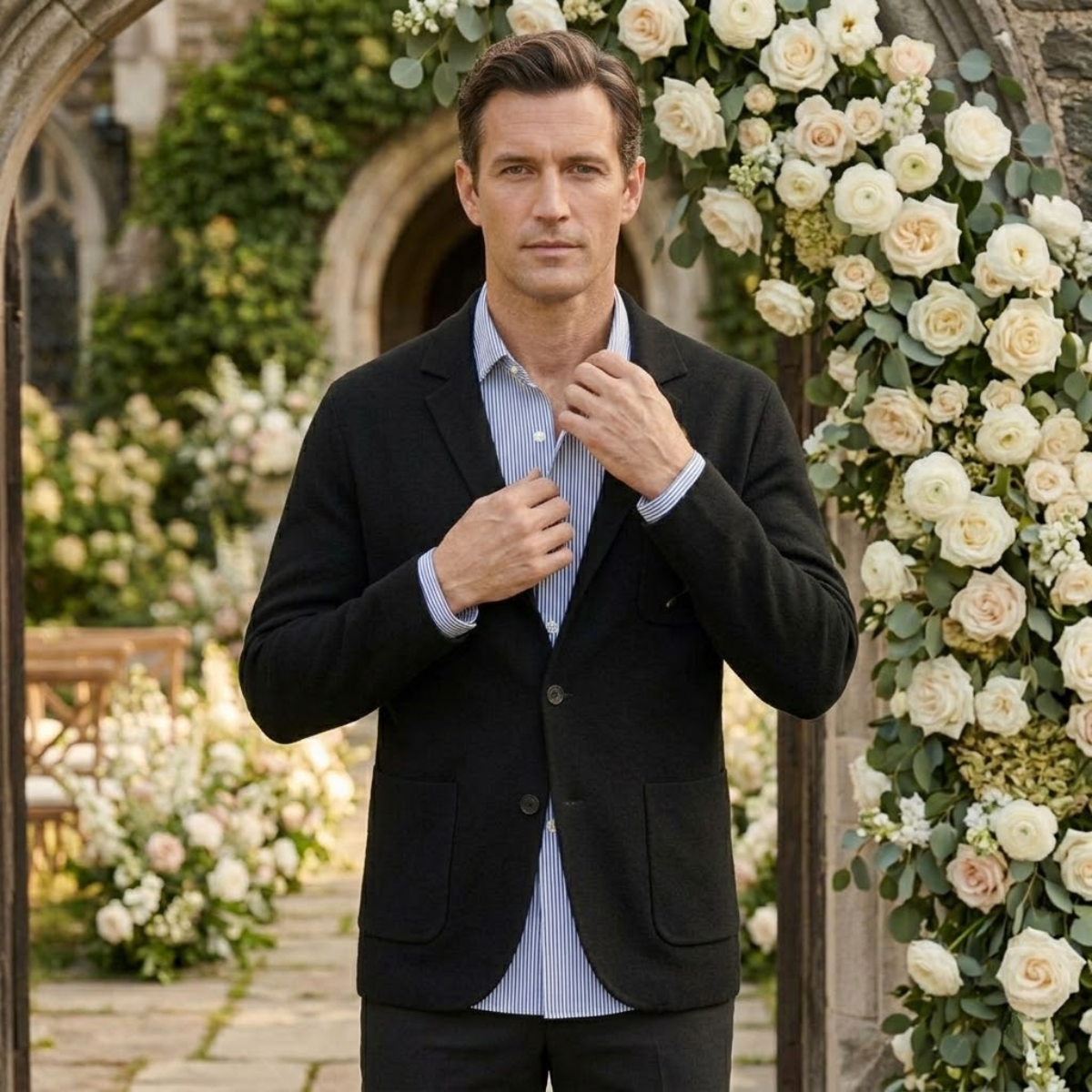 Blazer hombre de algodón casual - Negro