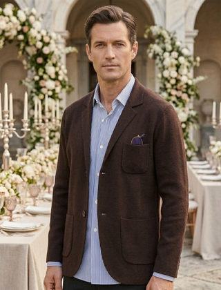 Blazer hombre de algodón casual - Café