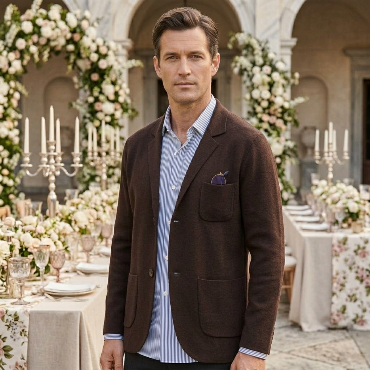 Blazer hombre de algodón casual - Café
