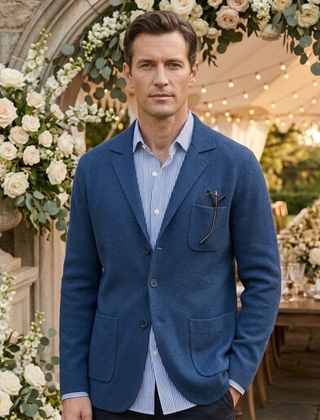 Blazer hombre de algodón casual - Azul