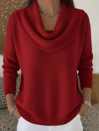 Suéter Tejido Mujer Cuello Vuelto de Algodón - Rojo