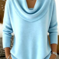 Suéter Tejido Mujer Cuello Vuelto de Algodón - Azul cielo