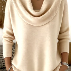 Suéter Tejido Mujer Cuello Vuelto de Algodón - Beige