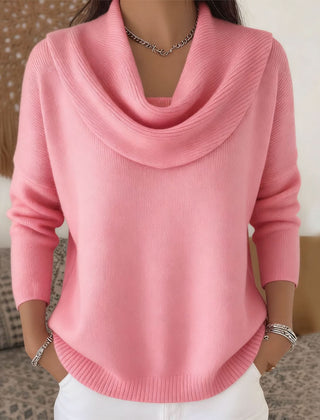Suéter Tejido Mujer Cuello Vuelto de Algodón - Rosa