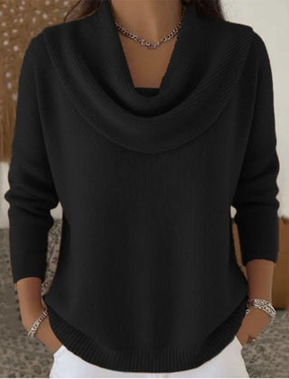 Suéter Tejido Mujer Cuello Vuelto de Algodón - Negro