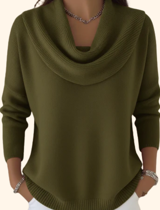 Suéter Tejido Mujer Cuello Vuelto de Algodón - Verde militar