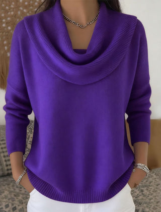 Suéter Tejido Mujer Cuello Vuelto de Algodón - Morado
