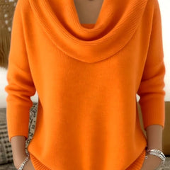 Suéter Tejido Mujer Cuello Vuelto de Algodón - Naranja