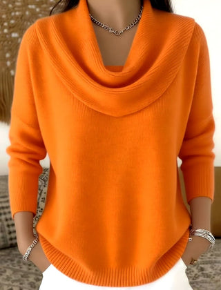 Suéter Tejido Mujer Cuello Vuelto de Algodón - Naranja