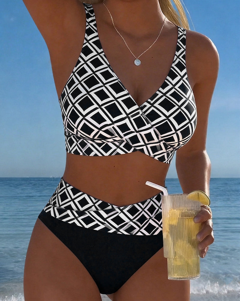 Graciela | Elegante Bikini de Dos Piezas con Motivo de Rombos