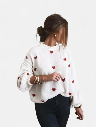 Mayte | Suéter de Invierno con Estampado de Corazones