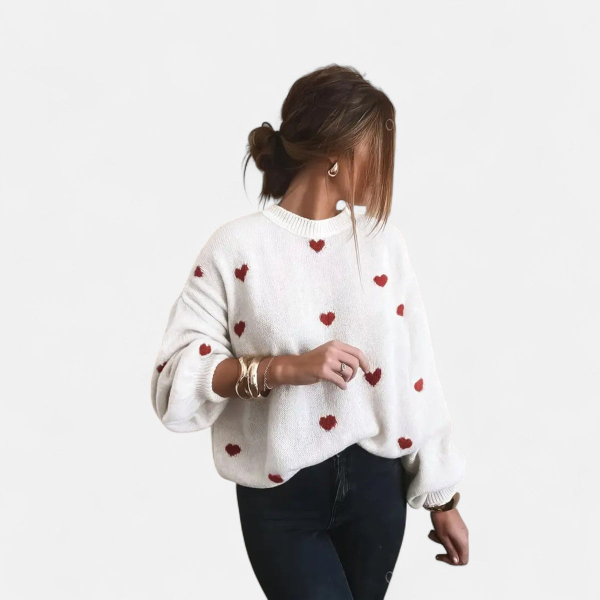 Mayte | Suéter de Invierno con Estampado de Corazones