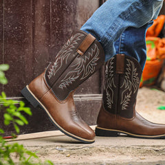Botas Vaqueras Hombre con Caña Bordada a Media Pierna