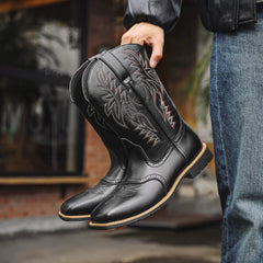 Botas Vaqueras Hombre con Caña Bordada a Media Pierna