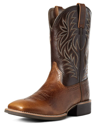 Botas Vaqueras Hombre con Caña Bordada a Media Pierna - Café oscuro