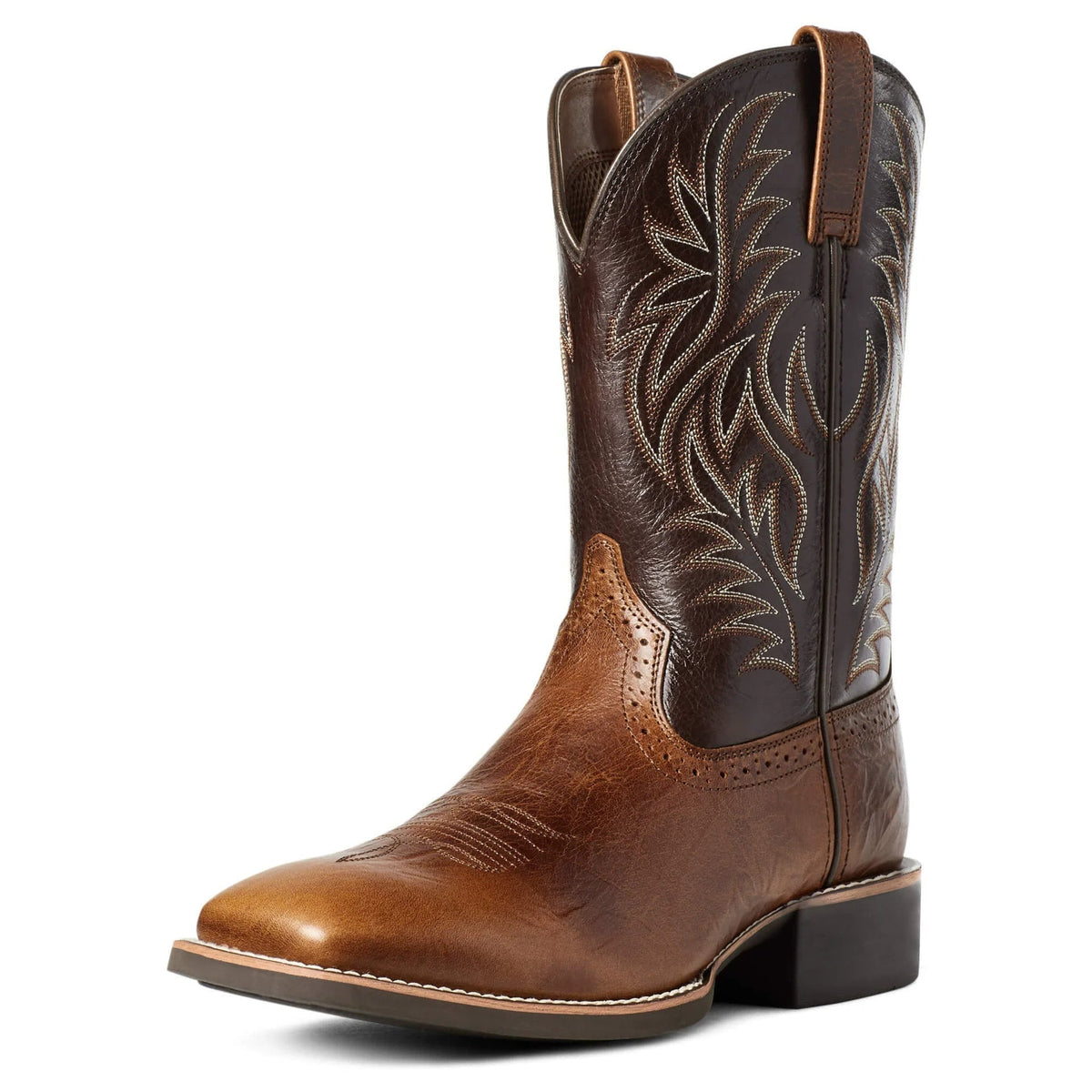 Botas Vaqueras Hombre con Caña Bordada a Media Pierna - Café oscuro
