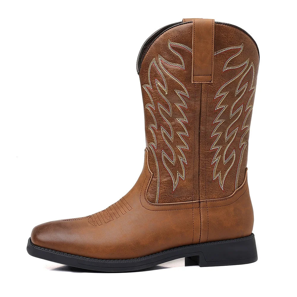 Botas Vaqueras Hombre con Caña Bordada a Media Pierna