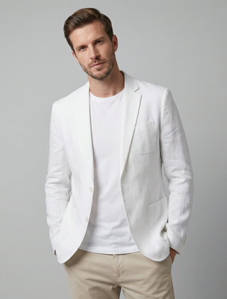Blazer hombre de lino ligero - Blanco