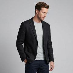 Blazer hombre de lino ligero - Negro