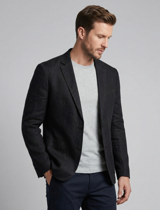 Blazer hombre de lino ligero - Negro