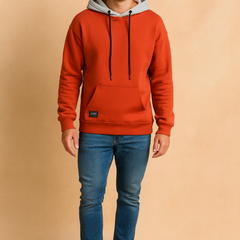 Sudadera Oversize Hombre en Dos Tonos - Naranja