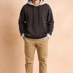 Sudadera Oversize Hombre en Dos Tonos - Gris