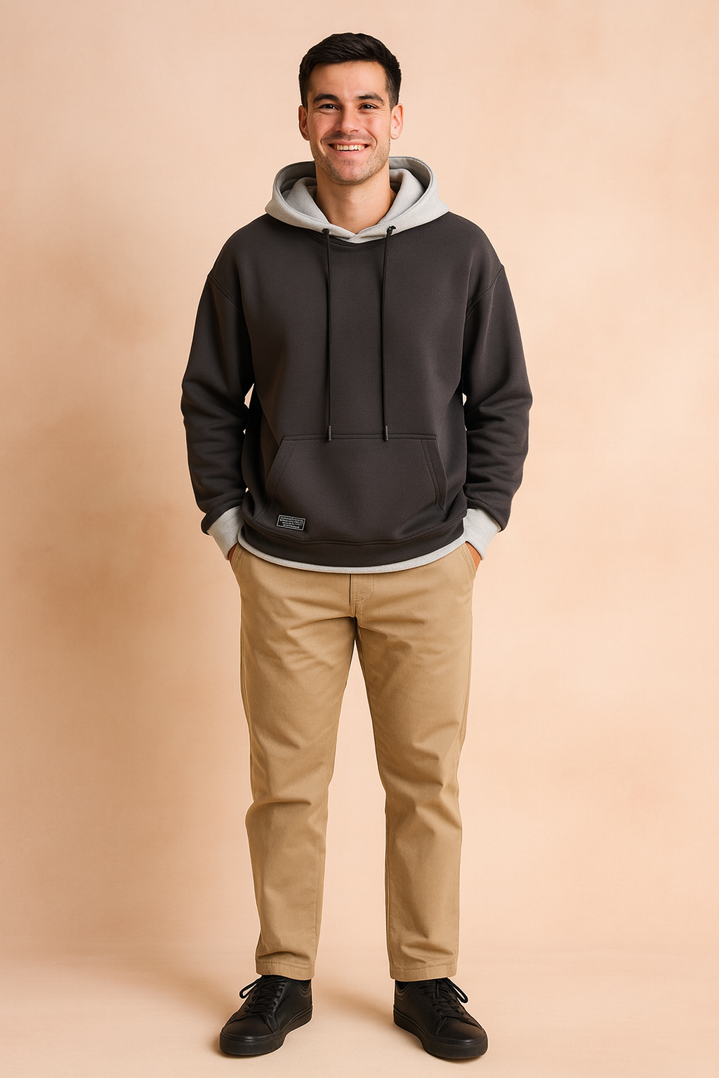 Sudadera Oversize Hombre en Dos Tonos - Gris