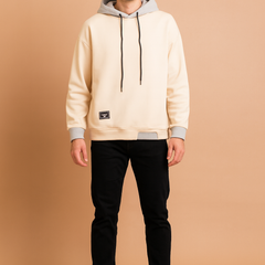 Sudadera Oversize Hombre en Dos Tonos - Beige