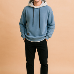 Sudadera Oversize Hombre en Dos Tonos - Azul