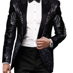 Blazer hombre brillante estilo retro - Negro
