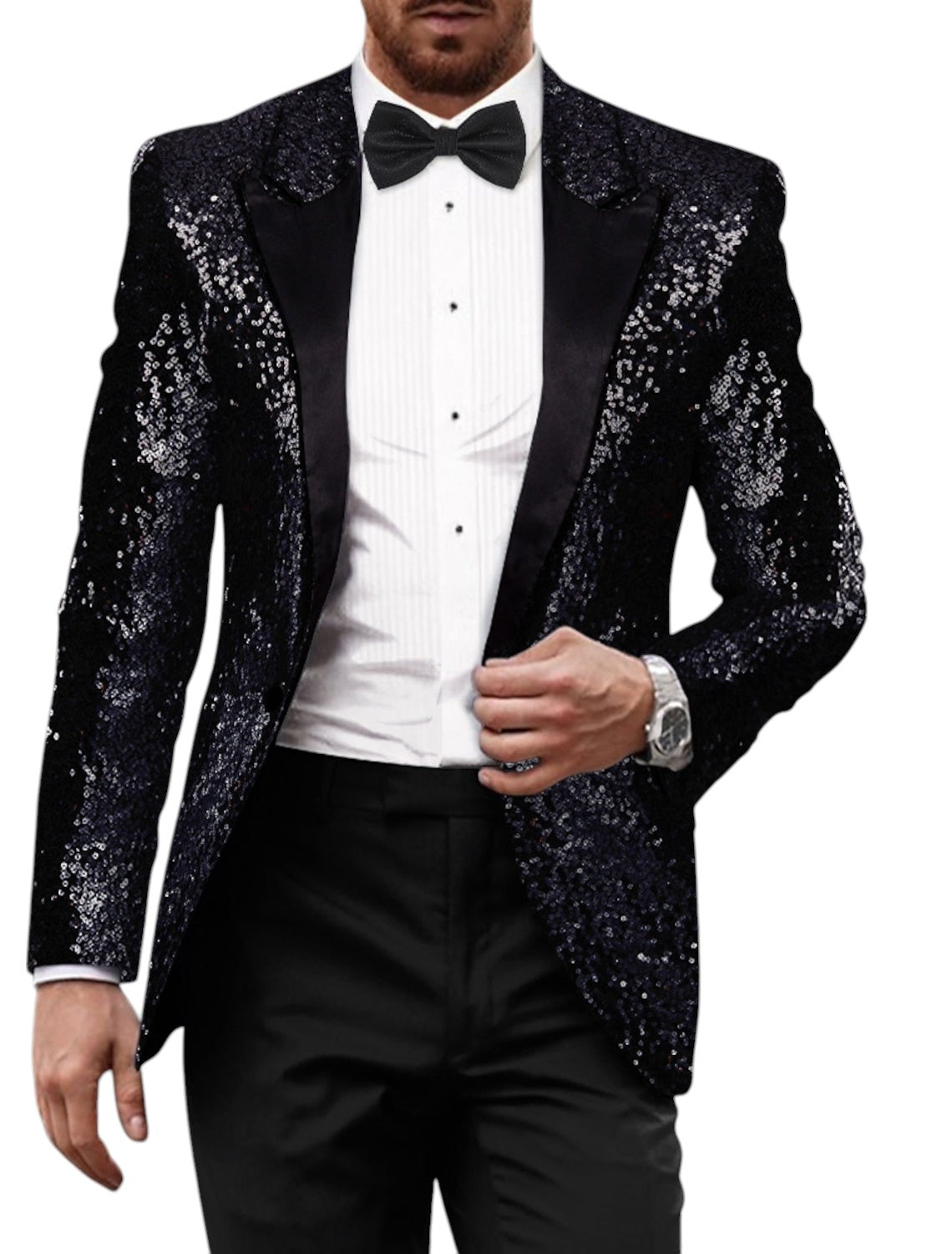Blazer hombre brillante estilo retro - Negro