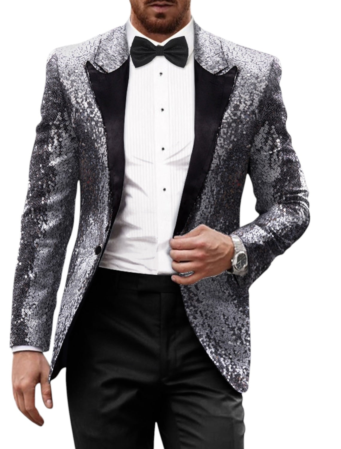 Blazer hombre brillante estilo retro - Plata