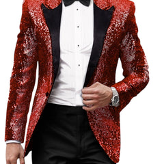 Blazer hombre brillante estilo retro - Rojo