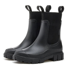 Botas Chelsea Mujer para Lluvia Impermeables - Negro
