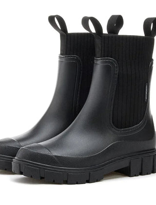 Botas Chelsea Mujer para Lluvia Impermeables - Negro