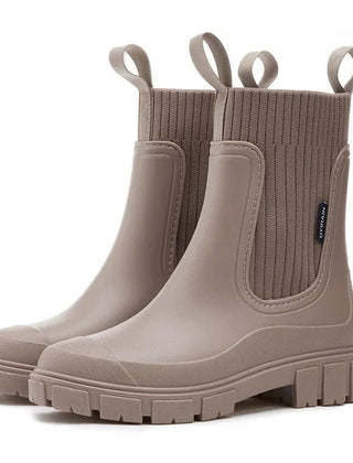 Botas Chelsea Mujer para Lluvia Impermeables - Topo