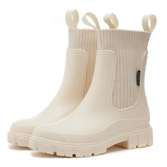 Botas Chelsea Mujer para Lluvia Impermeables - Beige