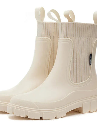 Botas Chelsea Mujer para Lluvia Impermeables - Beige