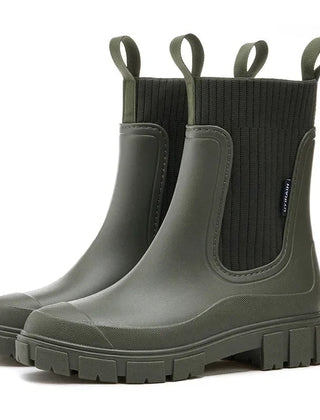 Botas Chelsea Mujer para Lluvia Impermeables - Verde