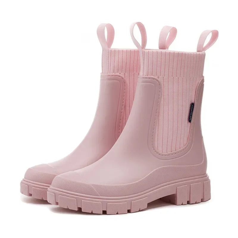 Botas Chelsea Mujer para Lluvia Impermeables - Rosa